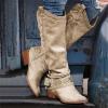 Cowgirl Boots Women Square Toe Wide Calf Cowboy Boots Women Western Boots Cowgirl Boots Ladies Pointy Toe Fashion Embroidered Knee High Stitching Almond Chunky Heel Retro Classic Boot Pull-On view 2