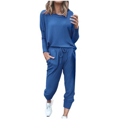 Jogging Suits for Women Long Sleeve Crewneck Pullover with Track Pant 2 Piece Lounge Set Sweatsuit Travel Outfits