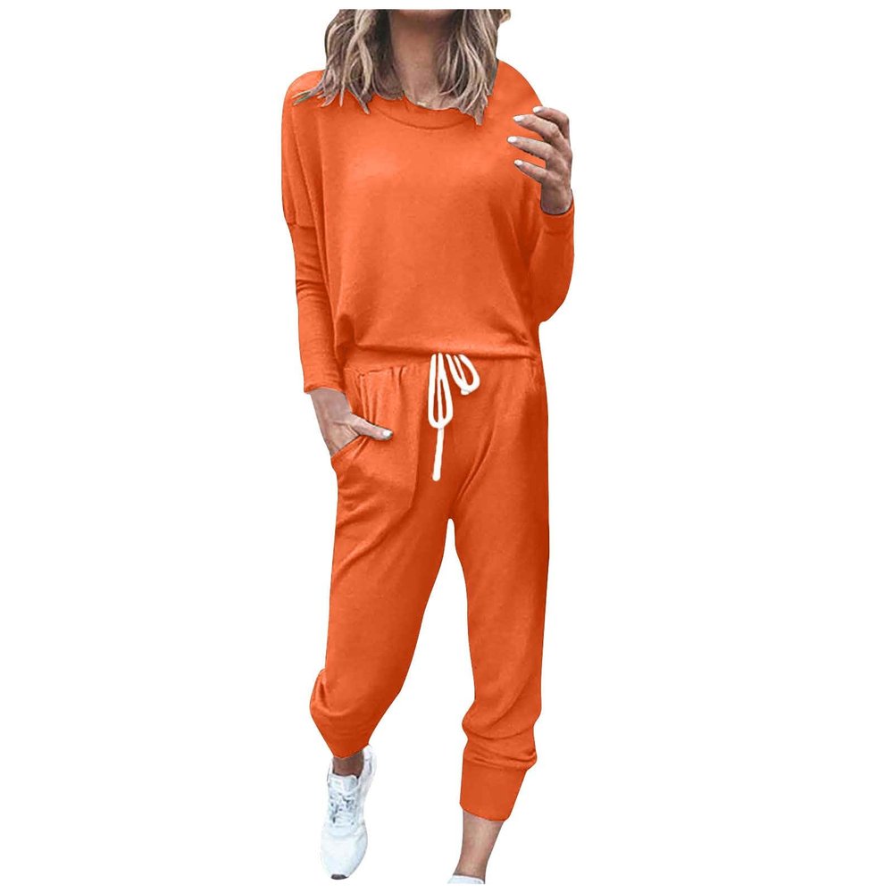 Jogging Suits for Women Long Sleeve Crewneck Pullover with Track Pant 2 Piece Lounge Set Sweatsuit Travel Outfits