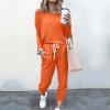 Jogging Suits for Women Long Sleeve Crewneck Pullover with Track Pant 2 Piece Lounge Set Sweatsuit Travel Outfits view 2