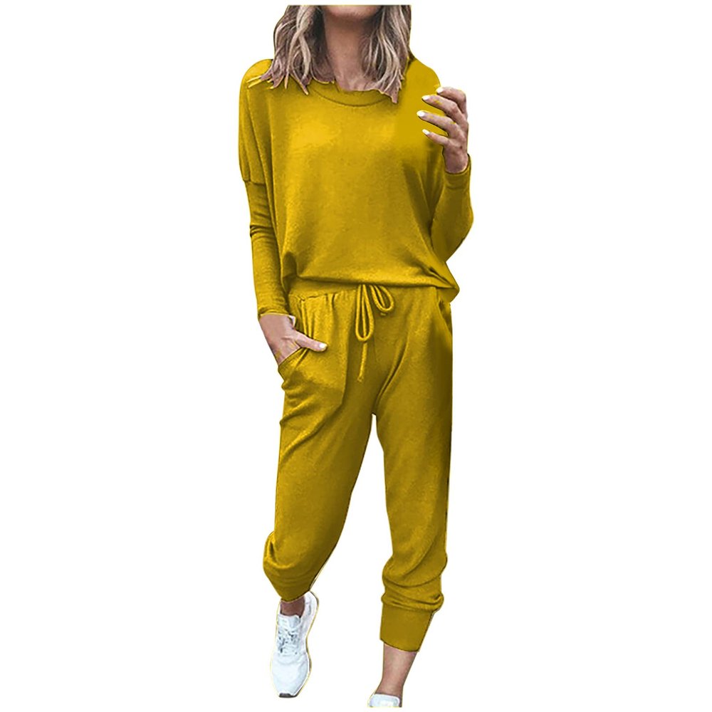 Jogging Suits for Women Long Sleeve Crewneck Pullover with Track Pant 2 Piece Lounge Set Sweatsuit Travel Outfits
