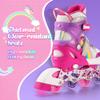 SULIFEEL Rainbow Unicorn Inline Skates for Girls Boys 4 Size Adjustable Light up Wheels Youth Skates Pink Large view 4