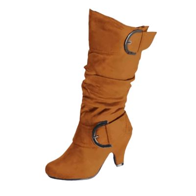 Ladmiple Cowboy Boots For Women Mid Calf Brown Women's Knee-High Boots Comfortable Cone Heel Pointed Toe Slouch Riding Victorian Boots Cowboy Cowgirl Western Dress Shoes