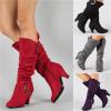 Ladmiple Cowboy Boots For Women Mid Calf Brown Women's Knee-High Boots Comfortable Cone Heel Pointed Toe Slouch Riding Victorian Boots Cowboy Cowgirl Western Dress Shoes view 3