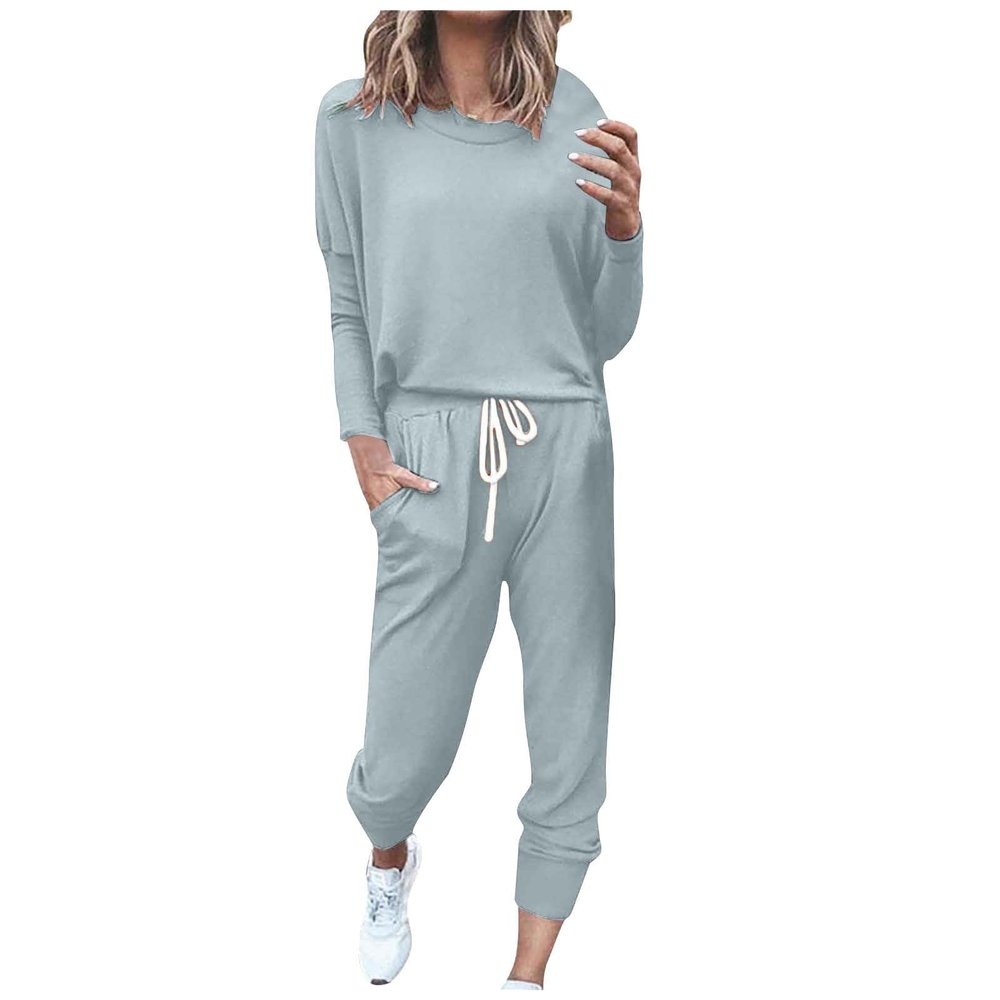 Jogging Suits for Women Long Sleeve Crewneck Pullover with Track Pant 2 Piece Lounge Set Sweatsuit Travel Outfits
