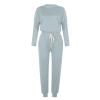 Jogging Suits for Women Long Sleeve Crewneck Pullover with Track Pant 2 Piece Lounge Set Sweatsuit Travel Outfits view 3