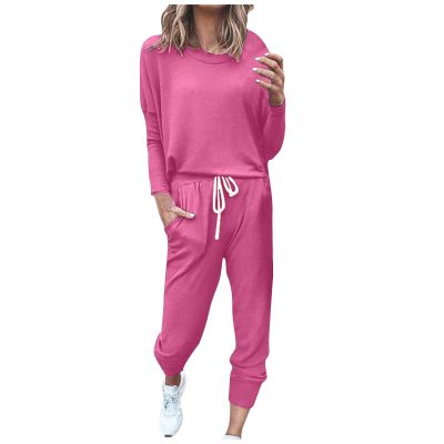 Jogging Suits for Women Long Sleeve Crewneck Pullover with Track Pant 2 Piece Lounge Set Sweatsuit Travel Outfits
