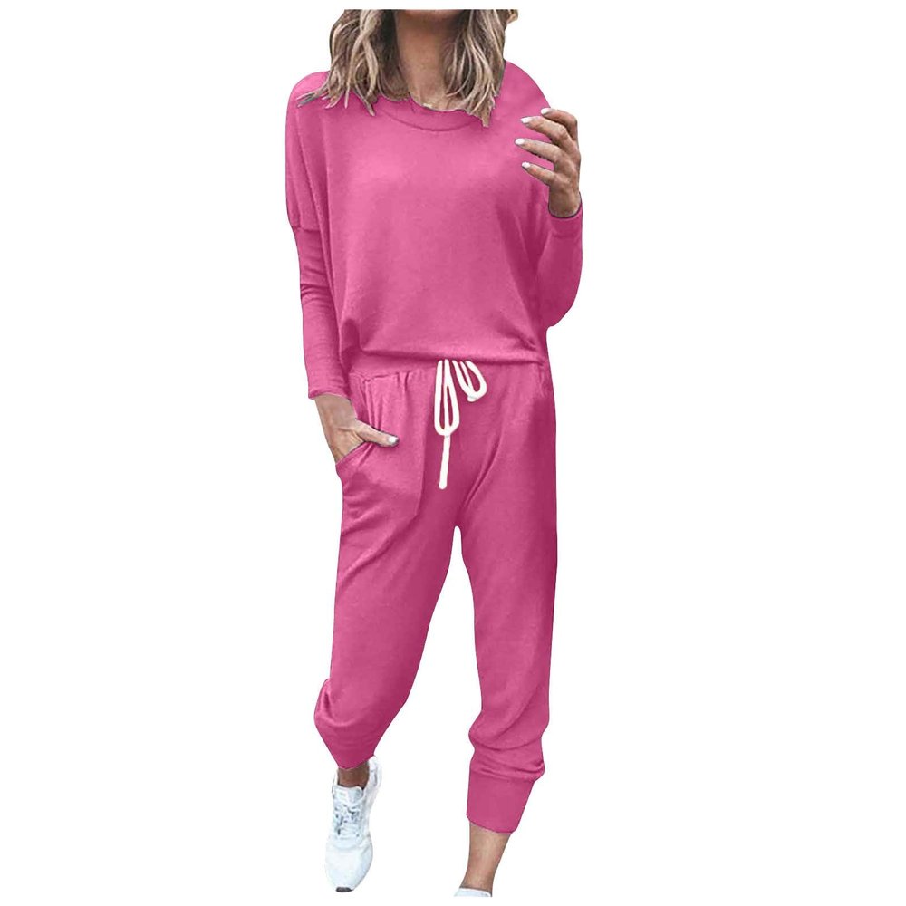 Jogging Suits for Women Long Sleeve Crewneck Pullover with Track Pant 2 Piece Lounge Set Sweatsuit Travel Outfits
