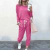 Jogging Suits for Women Long Sleeve Crewneck Pullover with Track Pant 2 Piece Lounge Set Sweatsuit Travel Outfits view 2