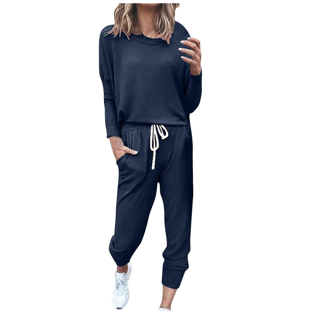 Jogging Suits for Women Long Sleeve Crewneck Pullover with Track Pant 2 Piece Lounge Set Sweatsuit Travel Outfits