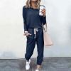 Jogging Suits for Women Long Sleeve Crewneck Pullover with Track Pant 2 Piece Lounge Set Sweatsuit Travel Outfits view 2