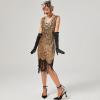 1920s Dresses for Women: Great Gatsby Dress, Women's 1920s Fringed Flapper Costume, Gangster Lady Costume Sequin Fringe Dresses Roaring Cocktail Party Dance Halloween Dresses Yellow(one Dress) M view 3