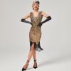 1920s Dresses for Women: Great Gatsby Dress, Women's 1920s Fringed Flapper Costume, Gangster Lady Costume Sequin Fringe Dresses Roaring Cocktail Party Dance Halloween Dresses Yellow(one Dress) M view 4