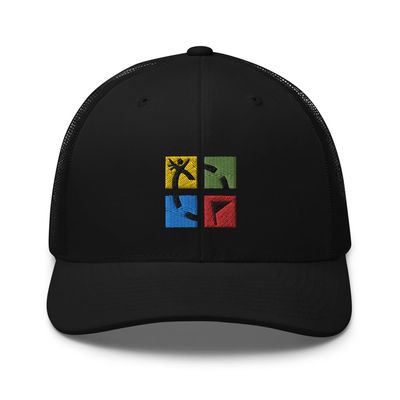 Geocaching Trucker hat, Embroidered Unisex hat, Geocaching Gifts, for Team, Coach, Players. Black