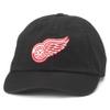 AMERICAN NEEDLE Detroit Red Wings NHL Baseball Hat, Casual Relaxed Fit with Curved Brim, Adjustable Buckle Strap Dad Cap, Blue Line Collection, Black view 1