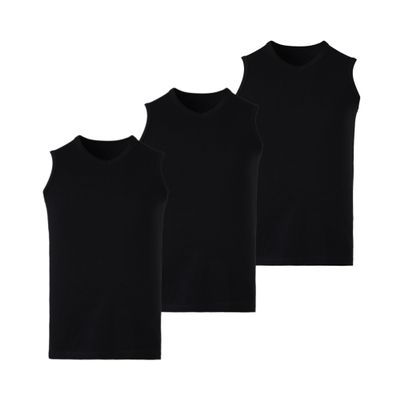 Mody Men's Tank Top 3-Pack, Sleveless V Neck Black Mens Undershirt, Muscle Shirts for Men, Men's Cotton Workout Shirts