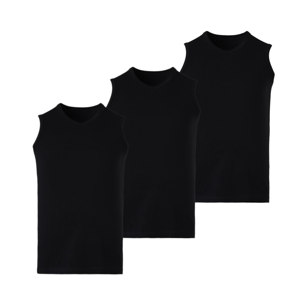 Mody Men's Tank Top 3-Pack, Sleveless V Neck Black Mens Undershirt, Muscle Shirts for Men, Men's Cotton Workout Shirts