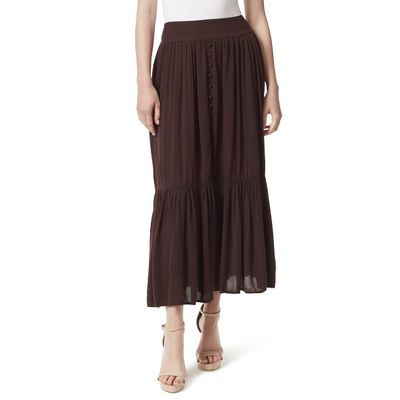 Jessica Simpson Women's Kelsie Split Flare Hem Skirt Coffee