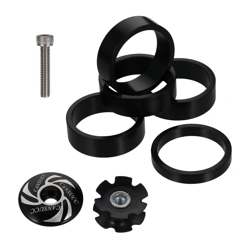 SUPVOX 2sets Bike Front Fork Gasket Spacer Black Headset Installation Material and Smooth Movement Performance