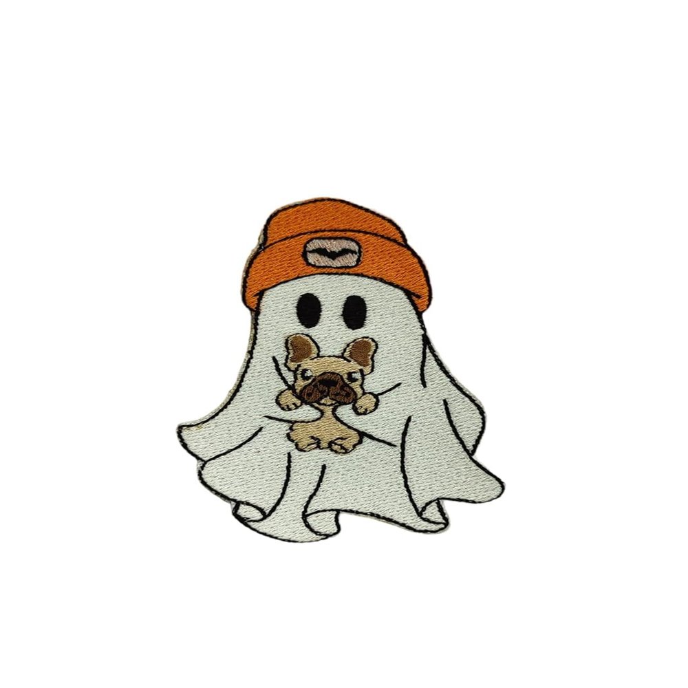Boo-Jee Ghost Cute Funny Halloween - Decoration Sewing Iron on Patches Applique for Clothes, Dress, Hat, Jeans, Jackets, Bags, DIY Accessories - Embroidered Patch Sew Decor 0091