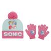 Sonic the Hedgehog Pink and White Youth Cuffed Beanie and Gloves Set view 1
