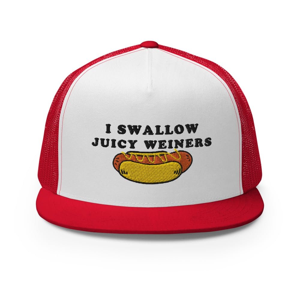 I Swallow Juicy Wieners, Funny, Joke, Sarcastic, Family Trucker Cap