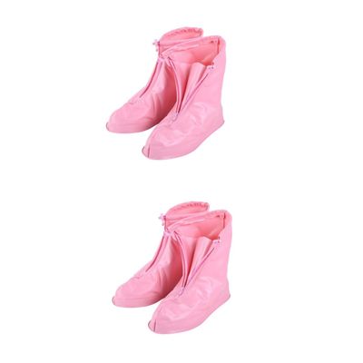 BESPORTBLE 2pcs Reusable Zippered Shoe Covers for Boys and Girls Non- PVC Overshoes XL for Outdoor Travel and Rain