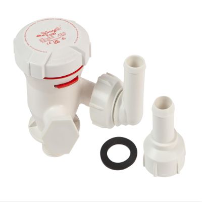 Attwood 5643-4 Tsunami Mk2 Aerator Pump T500, 12V, 500 GPH, Seacock with Fittings (Elbow & Straight), Direct Replacement for Attwood 4643-7