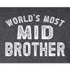 5X-Large Heather Black Mens World's Most Mid Brother Funny Gift Idea T-Shirt view 4