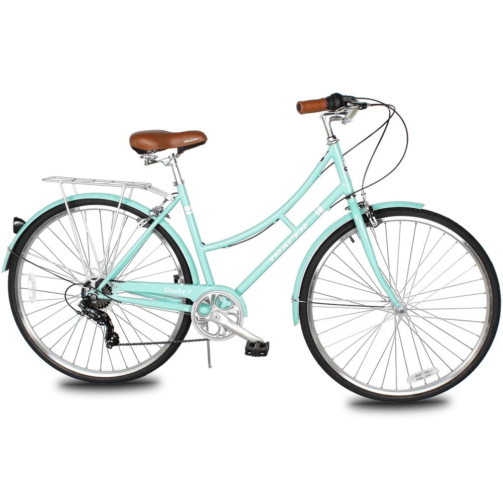 Tracer Osaka Hybrid Bikes for Women,26 Inch 7-Speed Adult Cruiser Bicycle City Hybrid Bike 700c Wheels,City Bike,Comfort Bike,Commuter Bike(AQU)