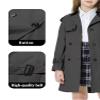 Betusline Girls Trench Coat Double Breasted Classic Lapel Belted Windproof Overcoat Outwear, 2# Dark Grey,6-7 Years view 4