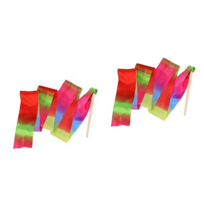 Sosoport 2pcs Colorful Rhythmic Gymnastics Ribbon Dancing Streamers for Boys and Girls for Performance and Exercise Activities