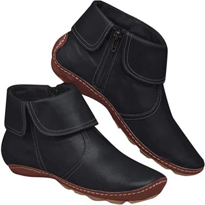 Ladmiple Boots For Women Cowboy Style Black Cowgirl Boots Ankle Boots for Women Round Toe Western Cowboy Boots Fashion Casual Combat Short Booties High Top Walking Shoes