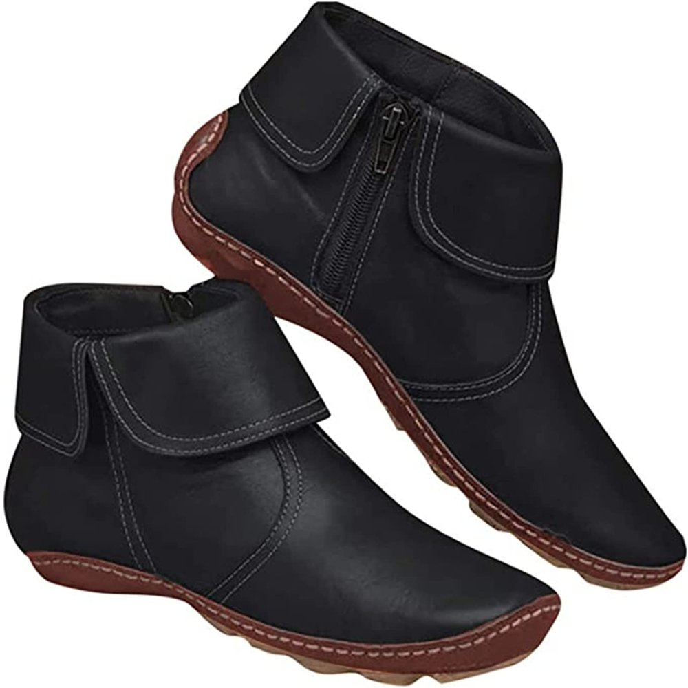 Ladmiple Boots For Women Cowboy Style Black Cowgirl Boots Ankle Boots for Women Round Toe Western Cowboy Boots Fashion Casual Combat Short Booties High Top Walking Shoes