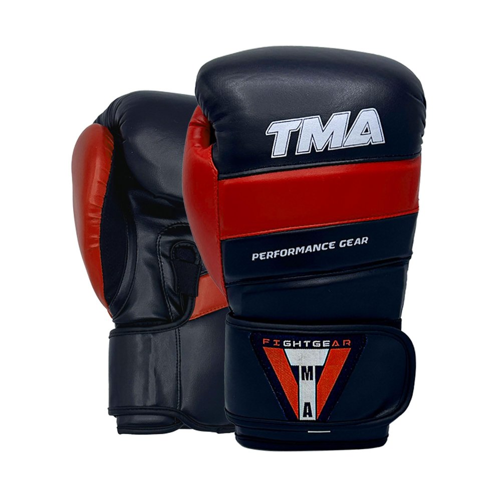 TMA Boxing Gloves for Men and Women Wrist and Knuckle Protection, Dual-X Hook and Loop Closure, Splinted Wrist Support, 5 Layer Foam Knuckle Padding (Black/Red, 12 oz)