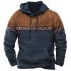 Ctreela Mens Ethnic Print Graphic Sweatshirts Western Aztec Patchwork Drawstring Hoodies Fall Winter Casual Pullover Tops view 1