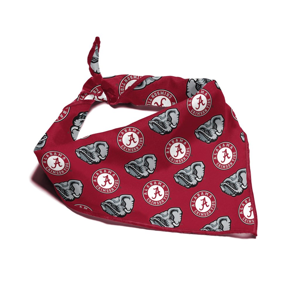 Alabama Crimson Tide Officially Licensed Bandana for Dogs and Cats | Fits Pets Great Gift Idea | Easy-to-Tie (Small, 13")
