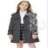 Betusline Girls Trench Coat Double Breasted Classic Lapel Belted Windproof Overcoat Outwear, 2# Dark Grey,4-5T view 1