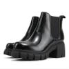 Soda PIONEER ~ Women Lug Sole Mid Heel Chelsea Fashion Ankle Bootie w/Double Elastic Gore (Black Patent, numeric_7) view 4