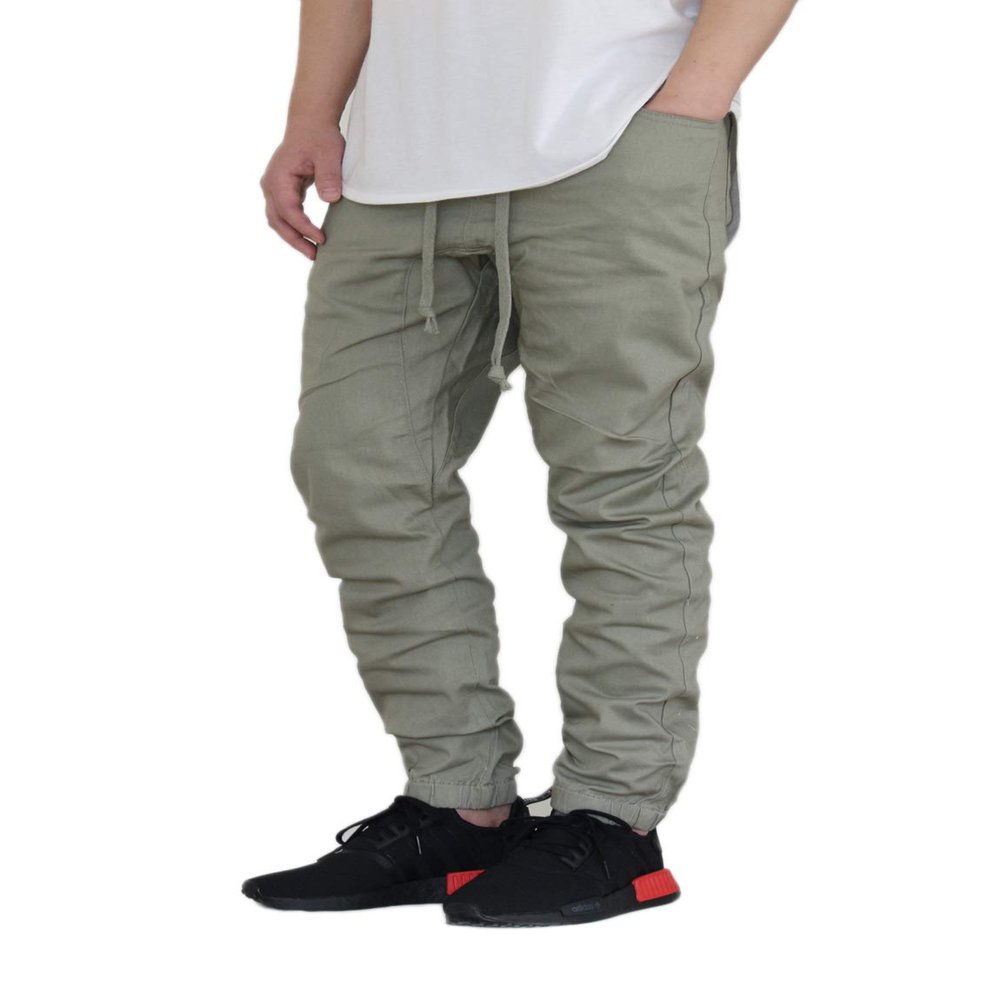 AIRNINE Men's Premium Twill Drop Crotch Jogger Pants S-5XL (Jade, Small)