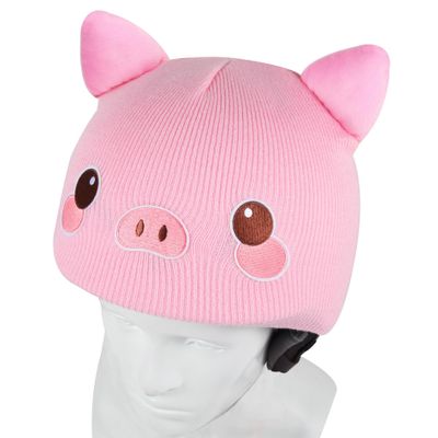 YCONNECT Ski Helmet Cover - for Helmets of Ski, Snowboard, Skateboard, Bicycle - Knitted Helmet Covers for Skiing, Paragliding - Fun Funny Gifts for Kids & Adults (Pink Pig)