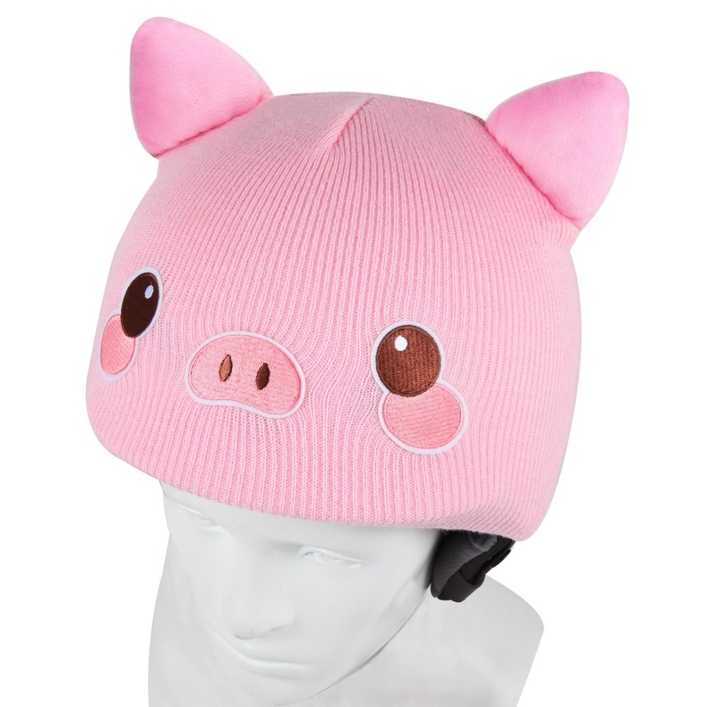 YCONNECT Ski Helmet Cover - for Helmets of Ski, Snowboard, Skateboard, Bicycle - Knitted Helmet Covers for Skiing, Paragliding - Fun Funny Gifts for Kids & Adults (Pink Pig)