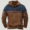 Ctreela Mens Ethnic Print Graphic Sweatshirts Western Aztec Patchwork Drawstring Hoodies Fall Winter Casual Pullover Tops view 2