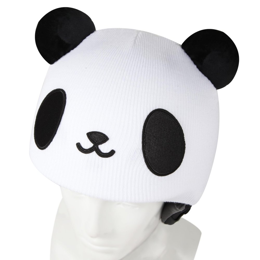 YCONNECT Ski Helmet Cover - for Helmets of Ski, Snowboard, Skateboard, Bicycle - Knitted Helmet Covers for Skiing, Paragliding - Fun Funny Gifts for Kids & Adults (White Panda