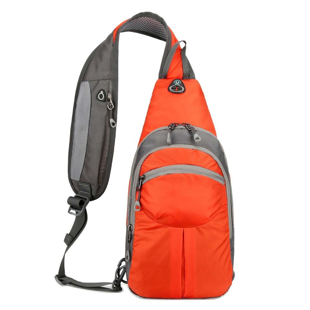 Baolab Super Lightweight Waterproof Nylon Chest Sling Bag Crossbody Daypack for Men Women 5L Sport Outdoor Travel Hiking (Orange)