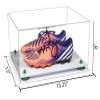 Better Display Cases Clear Acrylic Shoe Pair Display Case for Soccer Cleats Football Cleats with, Green Risers and White Base (A026/V12) view 2