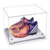 Better Display Cases Clear Acrylic Shoe Pair Display Case for Soccer Cleats Football Cleats with, Silver Risers and White Base (A026/V12) view 1