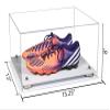 Better Display Cases Clear Acrylic Shoe Pair Display Case for Soccer Cleats Football Cleats with, Silver Risers and White Base (A026/V12) view 2