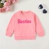 Covvoliy Mommy and Me Letter Print Matching Family Outfits Long Sleeve Crewneck Casual Sweatshirt T-Shirt (Kid, Pink, 12-18 Months) view 2