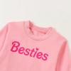 Covvoliy Mommy and Me Letter Print Matching Family Outfits Long Sleeve Crewneck Casual Sweatshirt T-Shirt (Kid, Pink, 12-18 Months) view 4